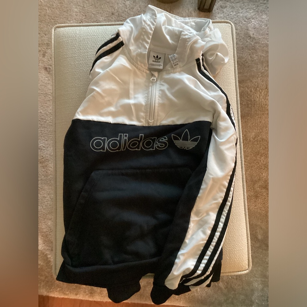 Adidas boys 11-12 pullover sweatshirt with hoodie